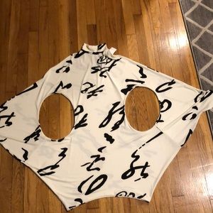 Emilio Pepe Black and White Mock-neck Figure Hugging Tunic